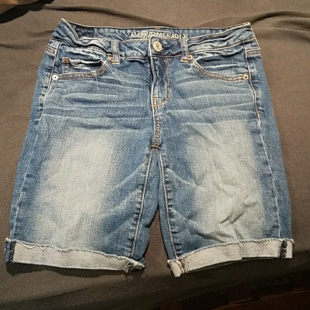 Denim midi shorts